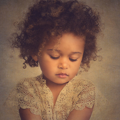Art portrait of a young African American girl