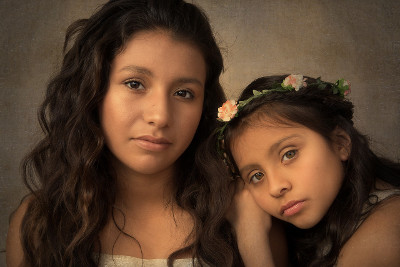 Portrait of two Hispanic sisters by LA based photographer, Leona Darnell